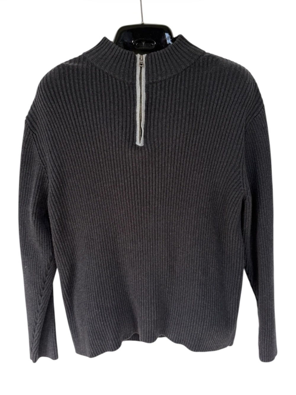 Newton Trading Co Ribbed Quarter Zip Sweater Men’s XXL Charcoal Gray Cotton Y2K